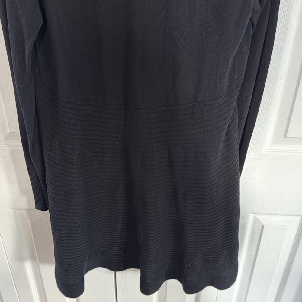 *LIKE NEW* White House Black Market Deep Black Open Cardigan w/ Drape Front - M - Picture 8 of 13